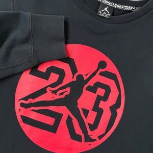 Jordan Crewneck Sweatshirt Mens XL Jumpman 23 Graphic Fleece Black Red Retro